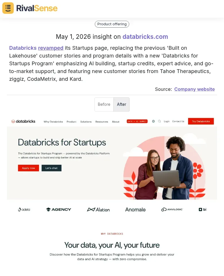 Databricks Startups Page Revamp