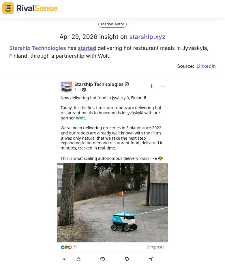 Starship Wolt delivery