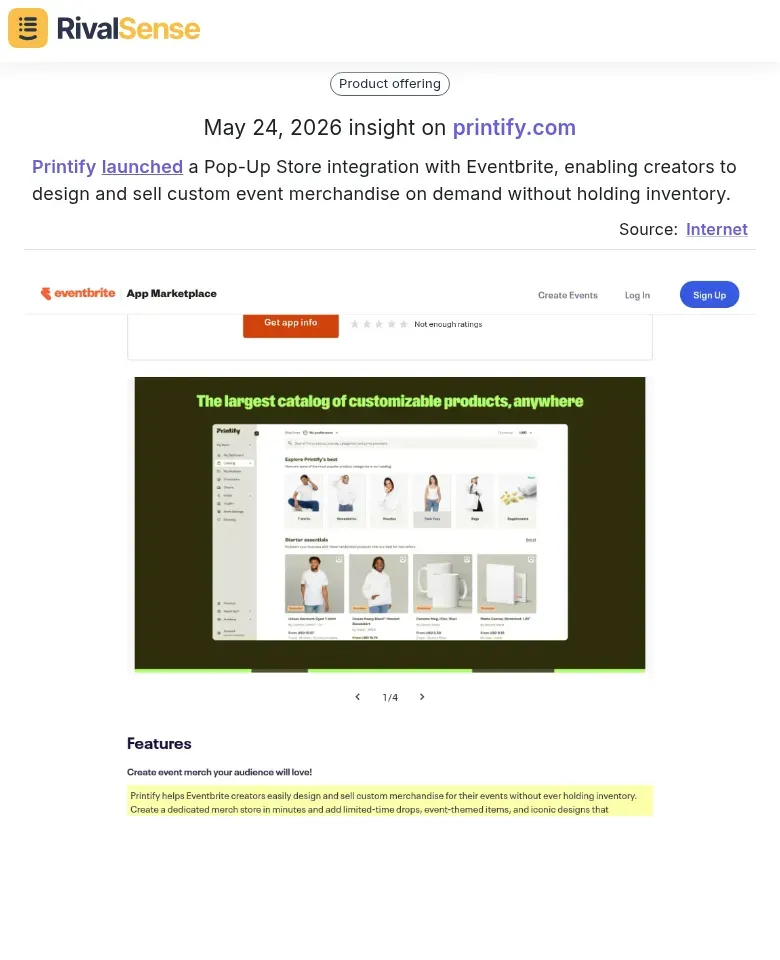 Printify Eventbrite integration