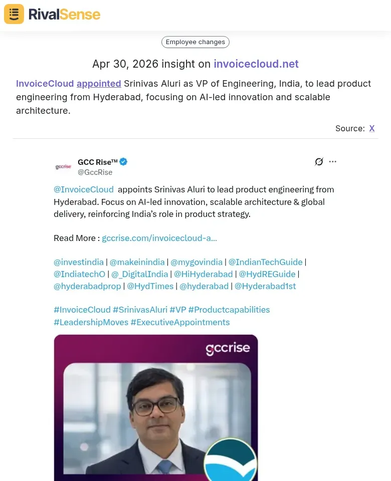InvoiceCloud Srinivas Aluri hire