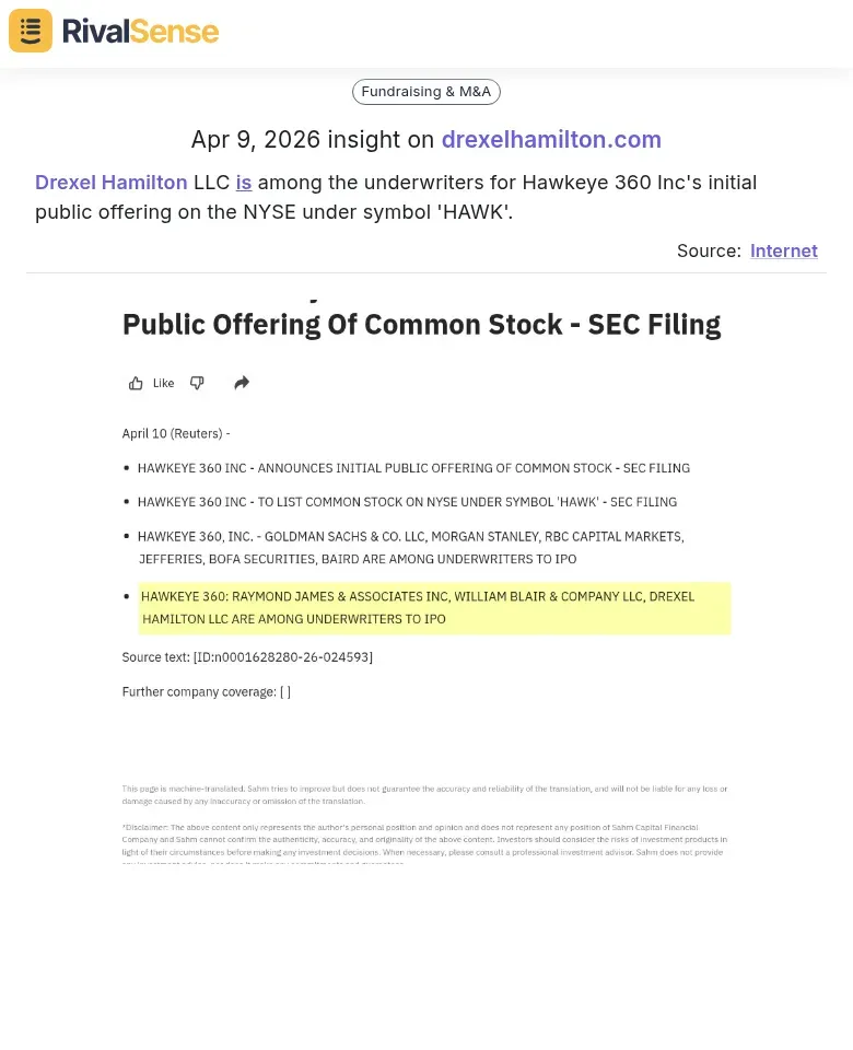 Drexel Hamilton IPO underwriting