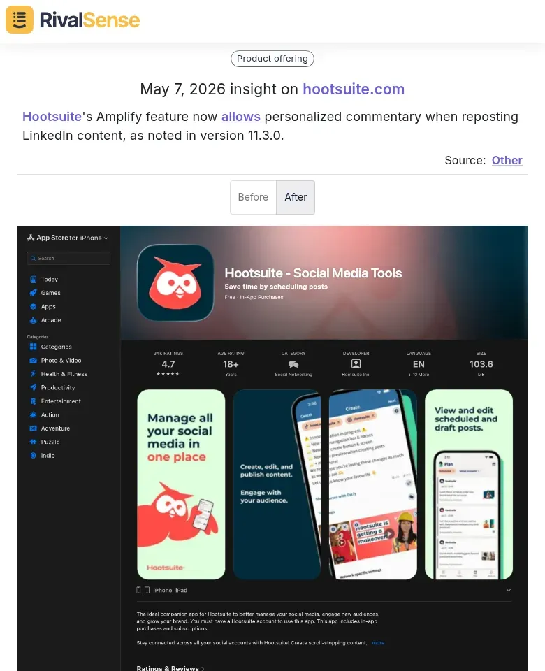Hootsuite Amplify feature screenshot