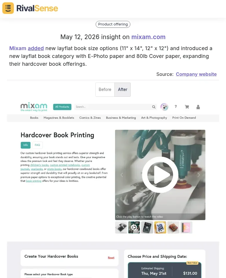 Mixam product update