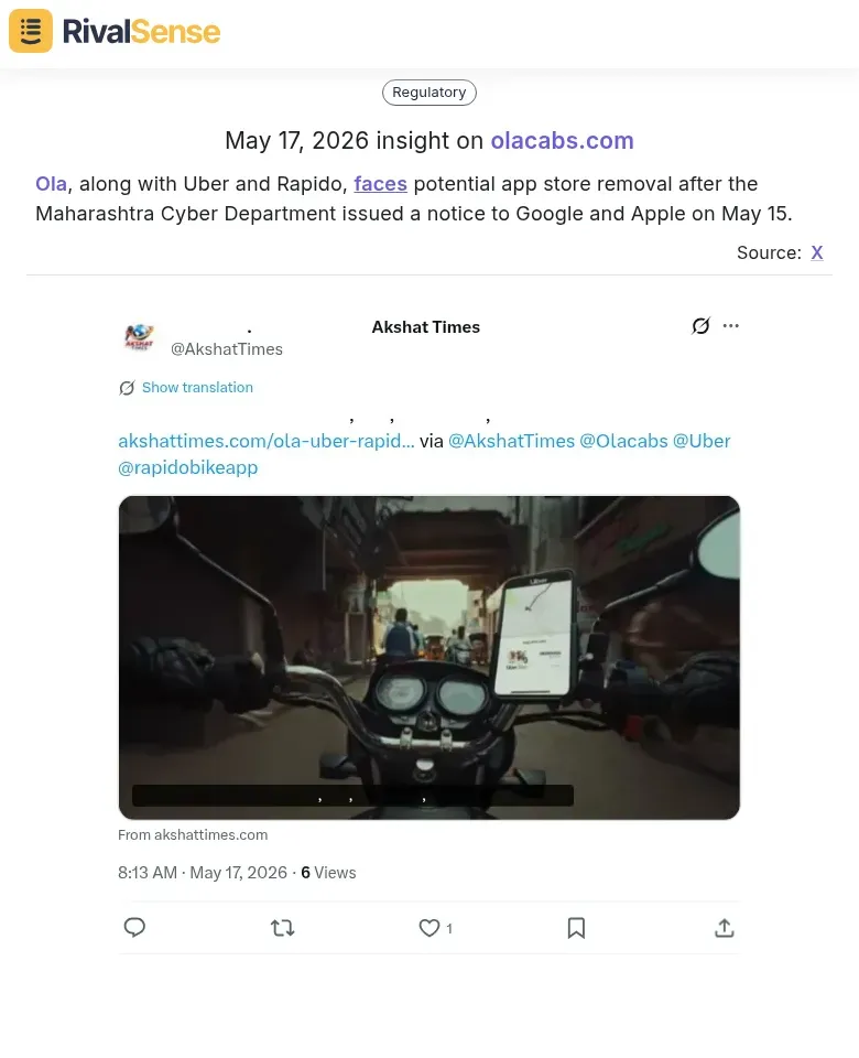 Regulatory risk alert for Ola, Uber, Rapido