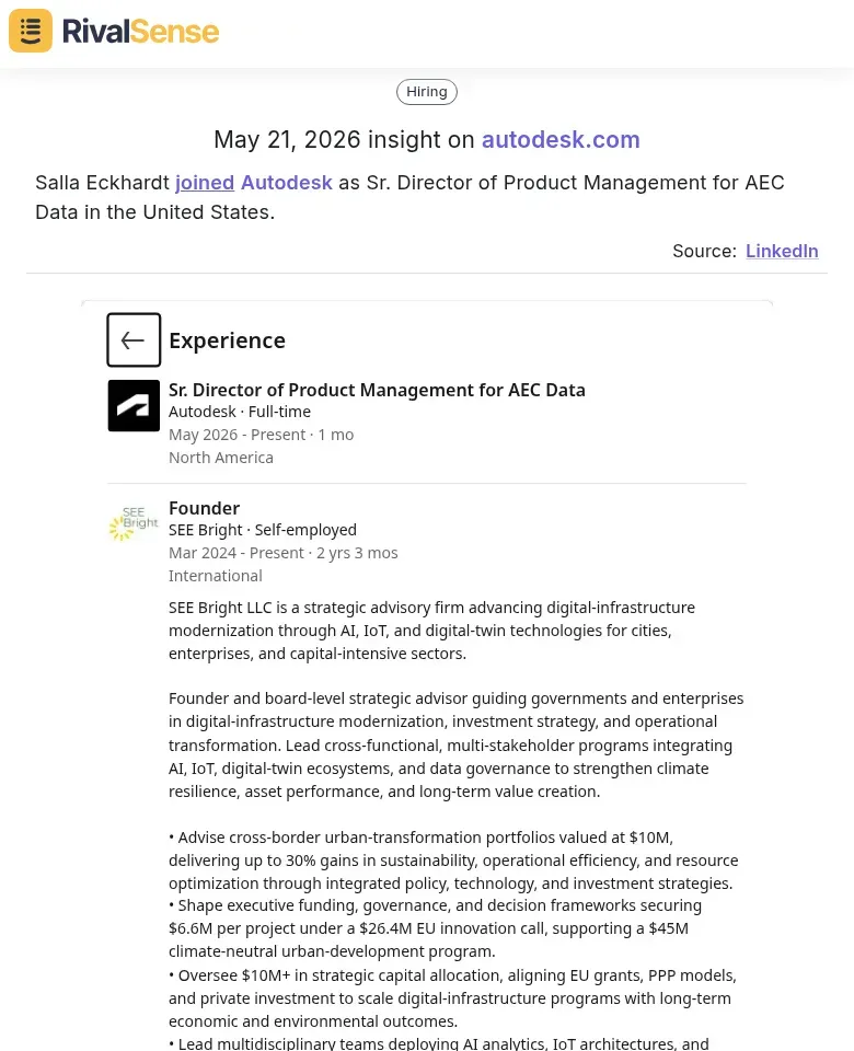 Salla Eckhardt Autodesk hire