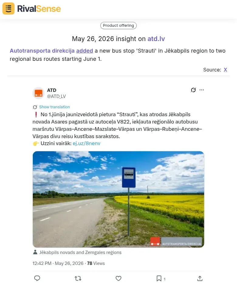 New bus stop announcement