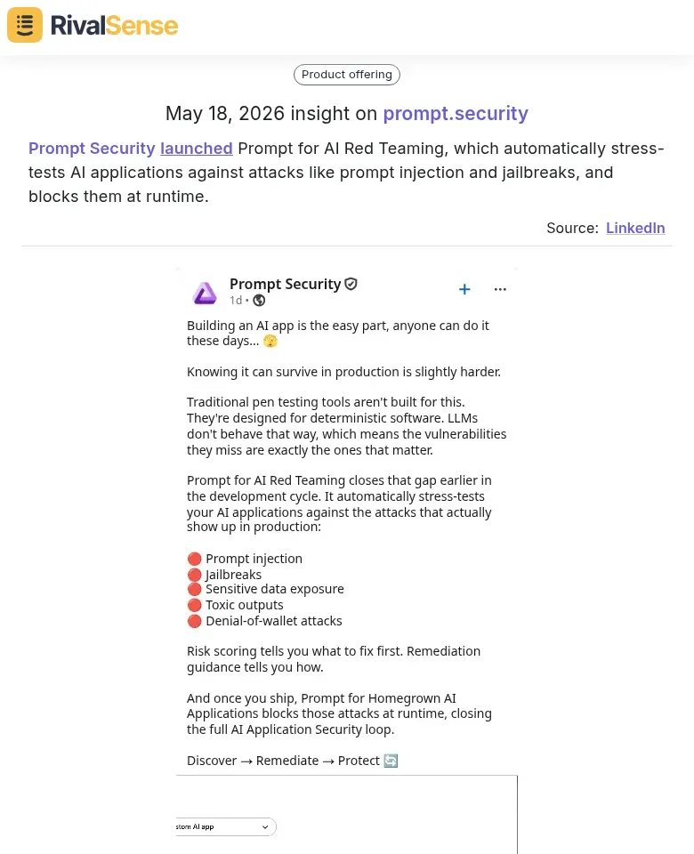 Prompt Security AI Red Teaming launch