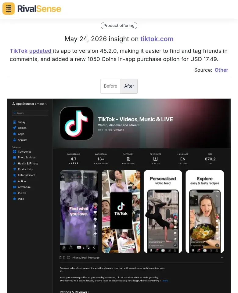 TikTok app update