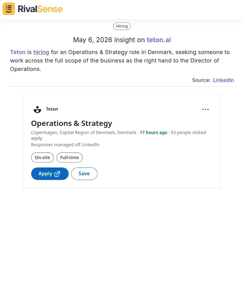 Teton hiring insight