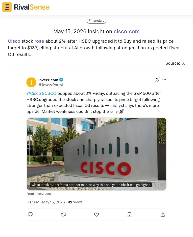 Cisco analyst upgrade