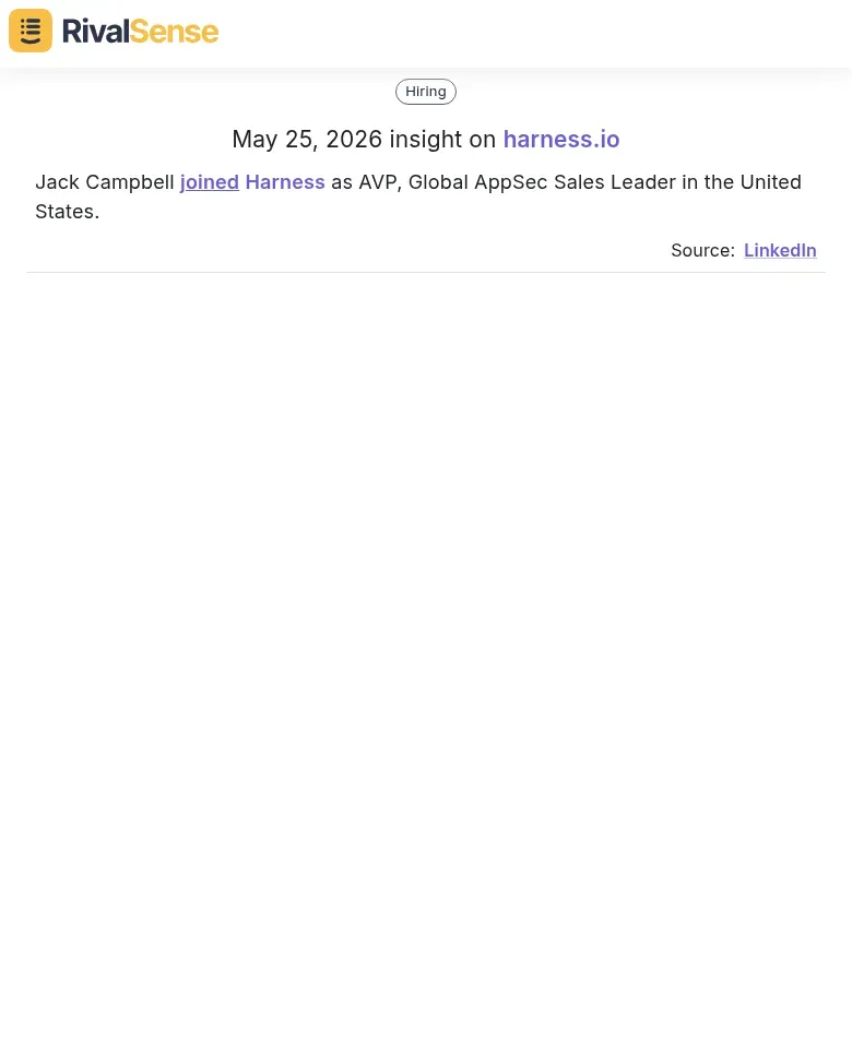 Sales leadership hire at Harness