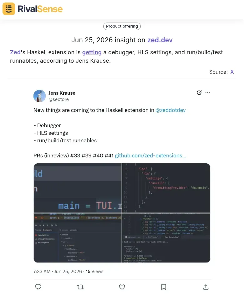 RivalSense alert example