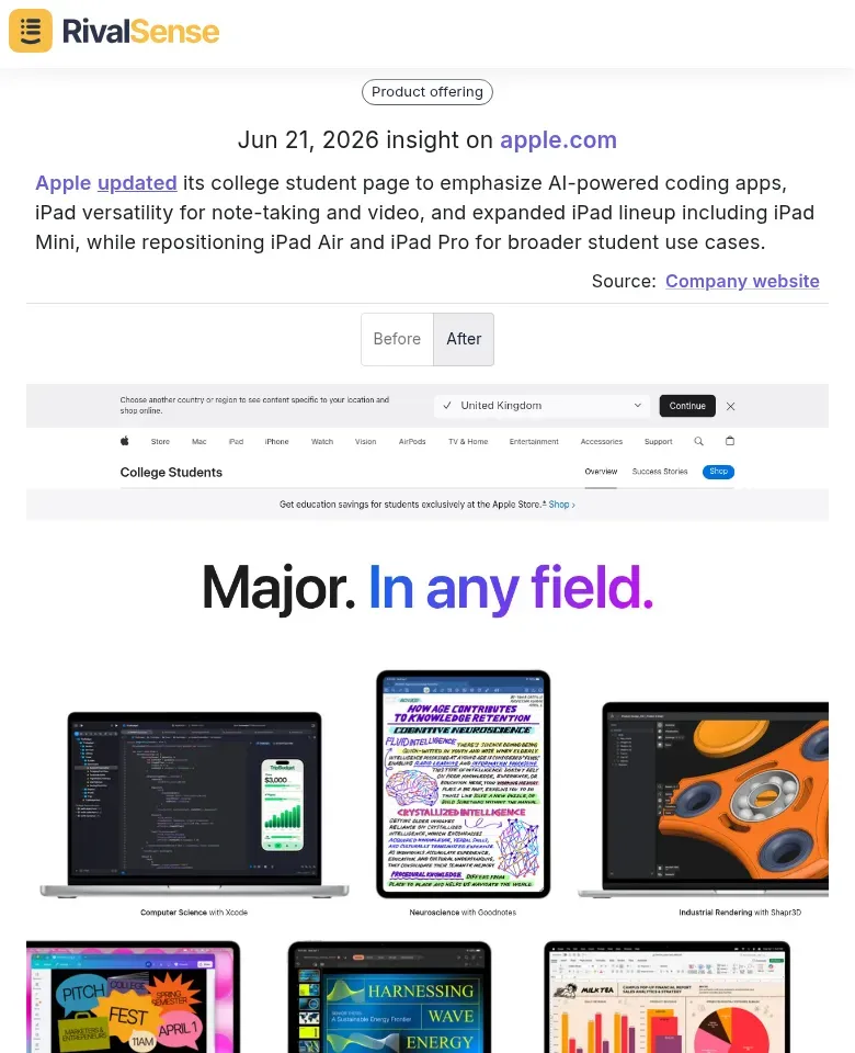 Apple student page update