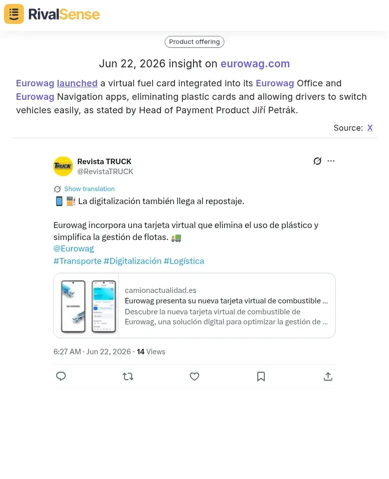 Eurowag virtual fuel card launch