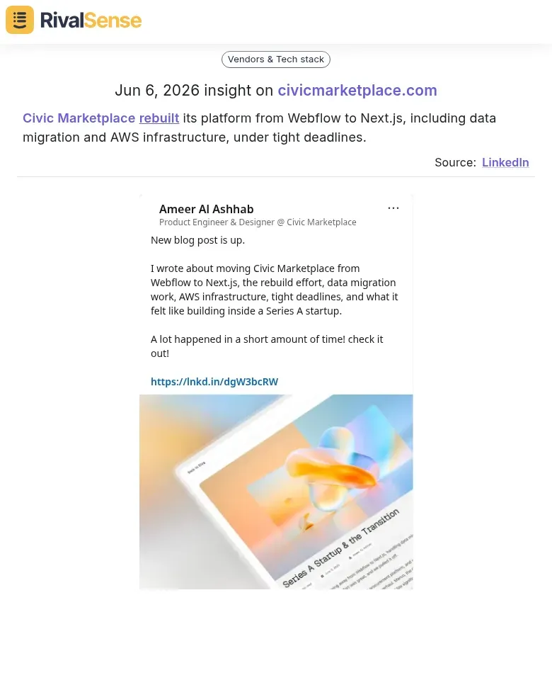 Civic Marketplace platform rebuild