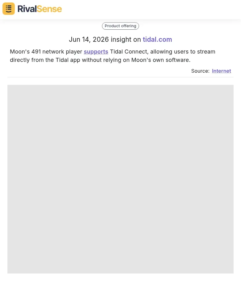 Moon's 491 network player supports Tidal Connect