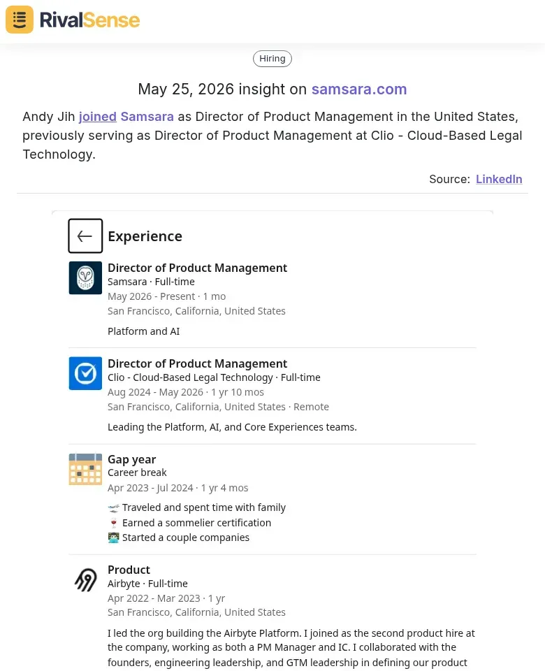 Andy Jih joins Samsara