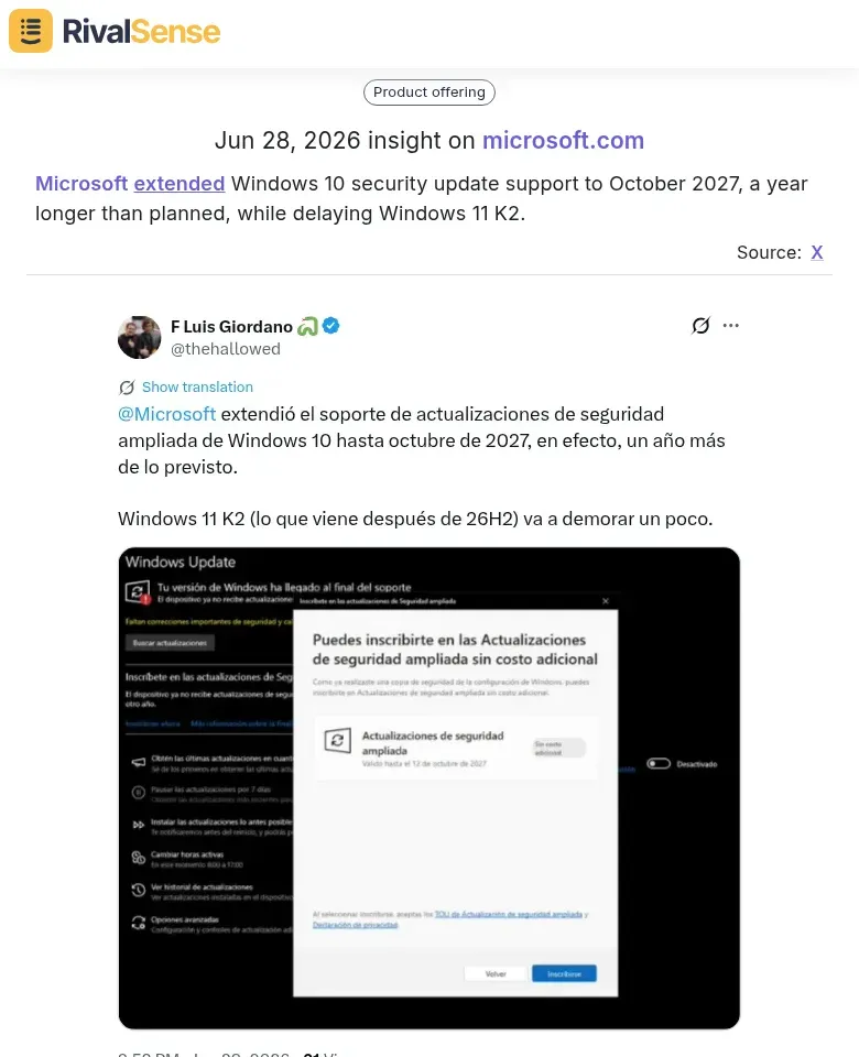 Windows 10 support extension