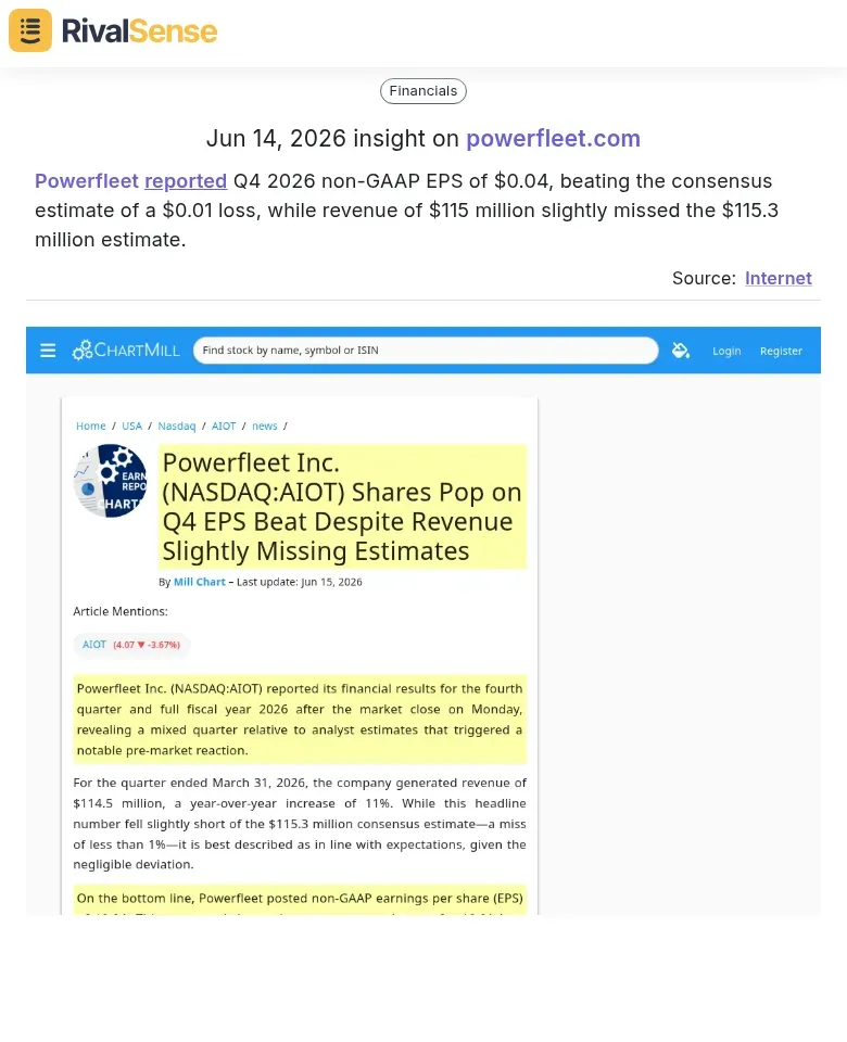 Powerfleet Q4 2026 earnings: EPS beat, revenue slight miss