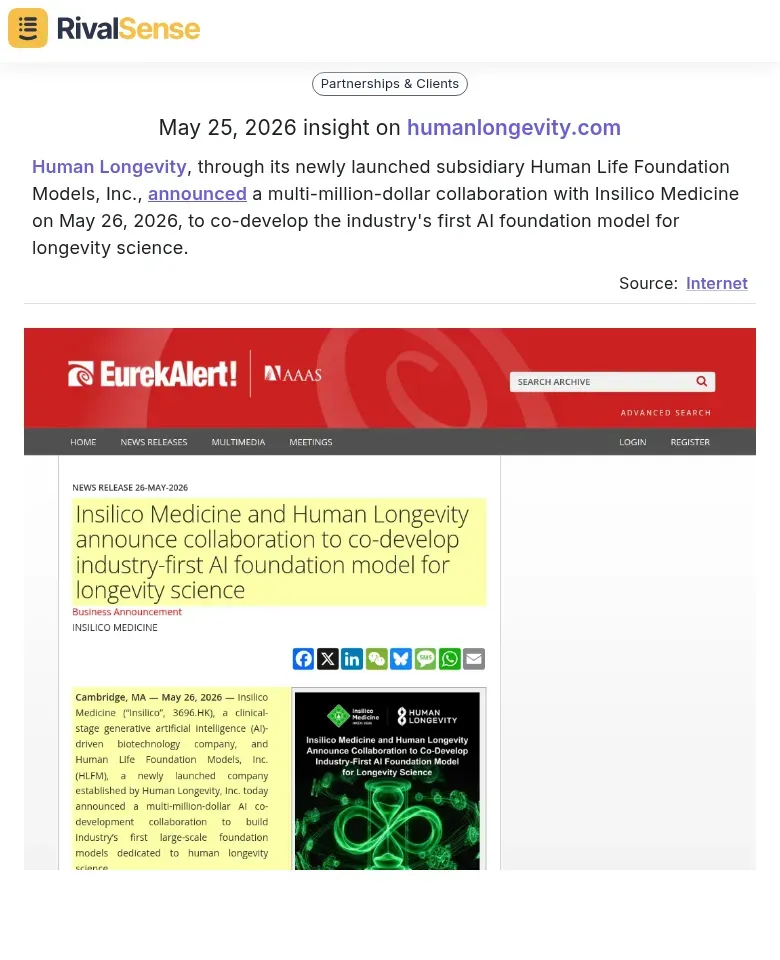 Human Longevity and Insilico Medicine collaboration announcement