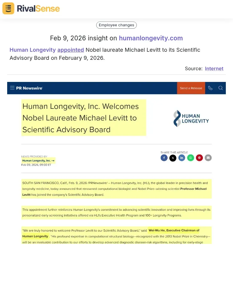 Human Longevity appoints Nobel laureate Michael Levitt