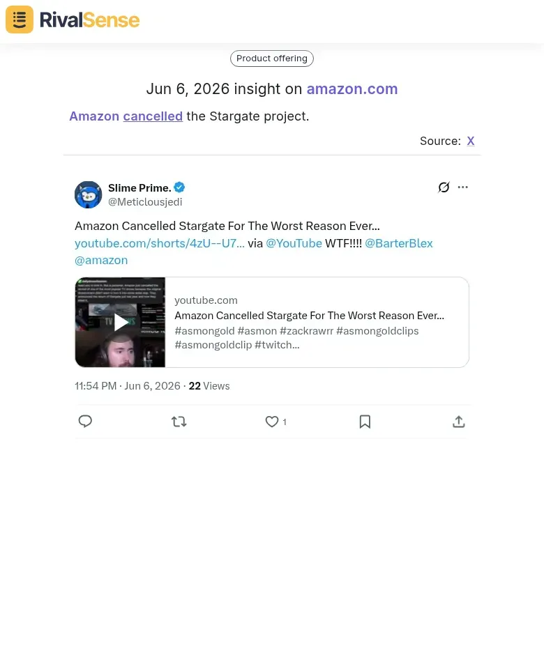 Amazon cancelled Stargate project