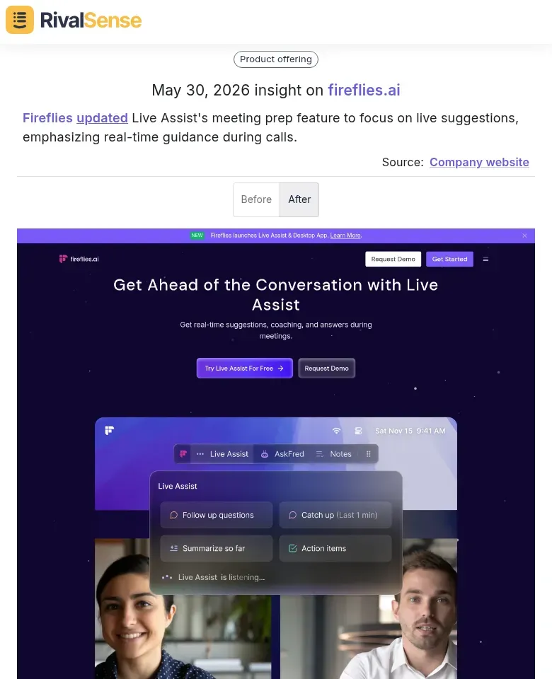 Fireflies Live Assist update emphasizing real‑time guidance