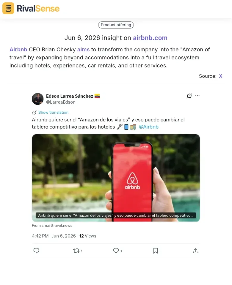 Airbnb CEO aims to become Amazon of travel