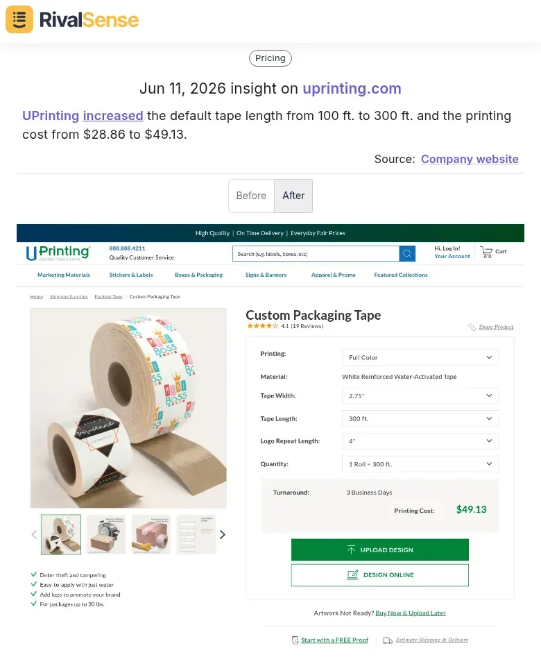 UPrinting pricing change