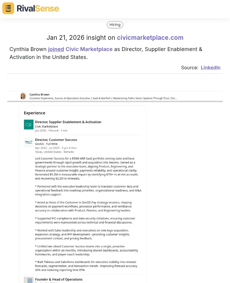 Civic Marketplace new hire