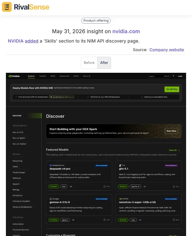 NVIDIA adds Skills section
