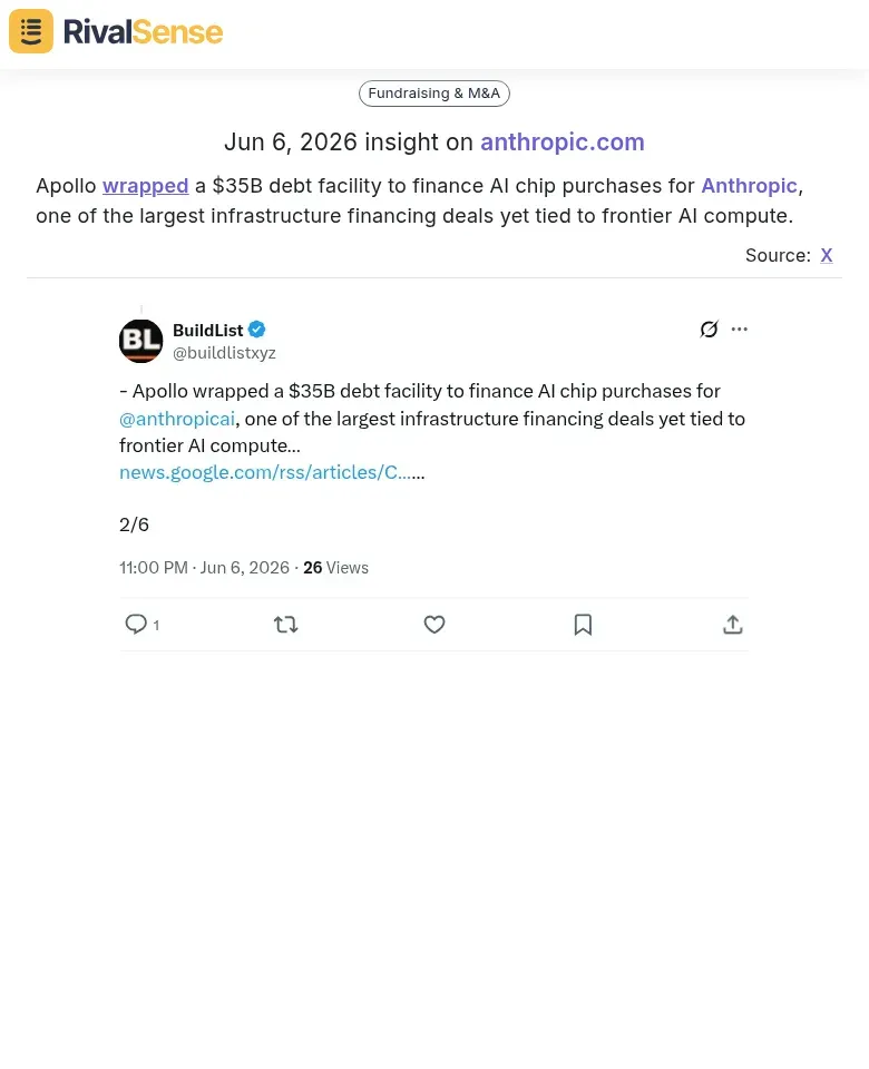 Apollo $35B debt facility for Anthropic AI chips