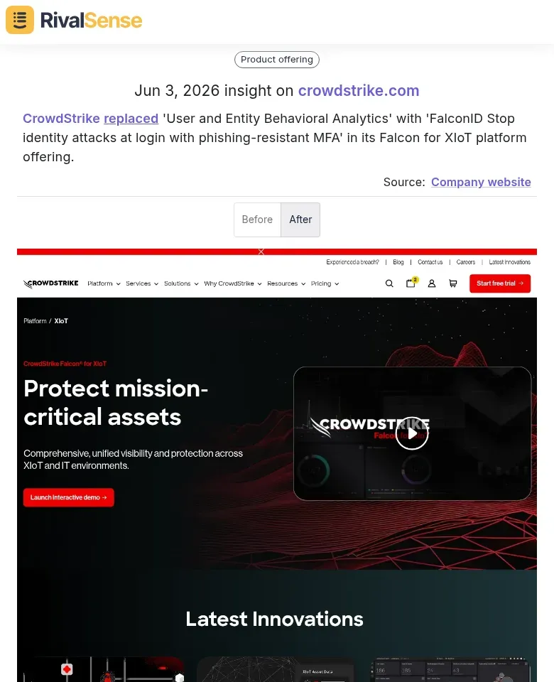 CrowdStrike product update