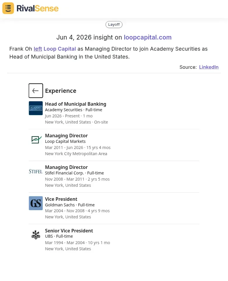 Academy Securities municipal banking hire