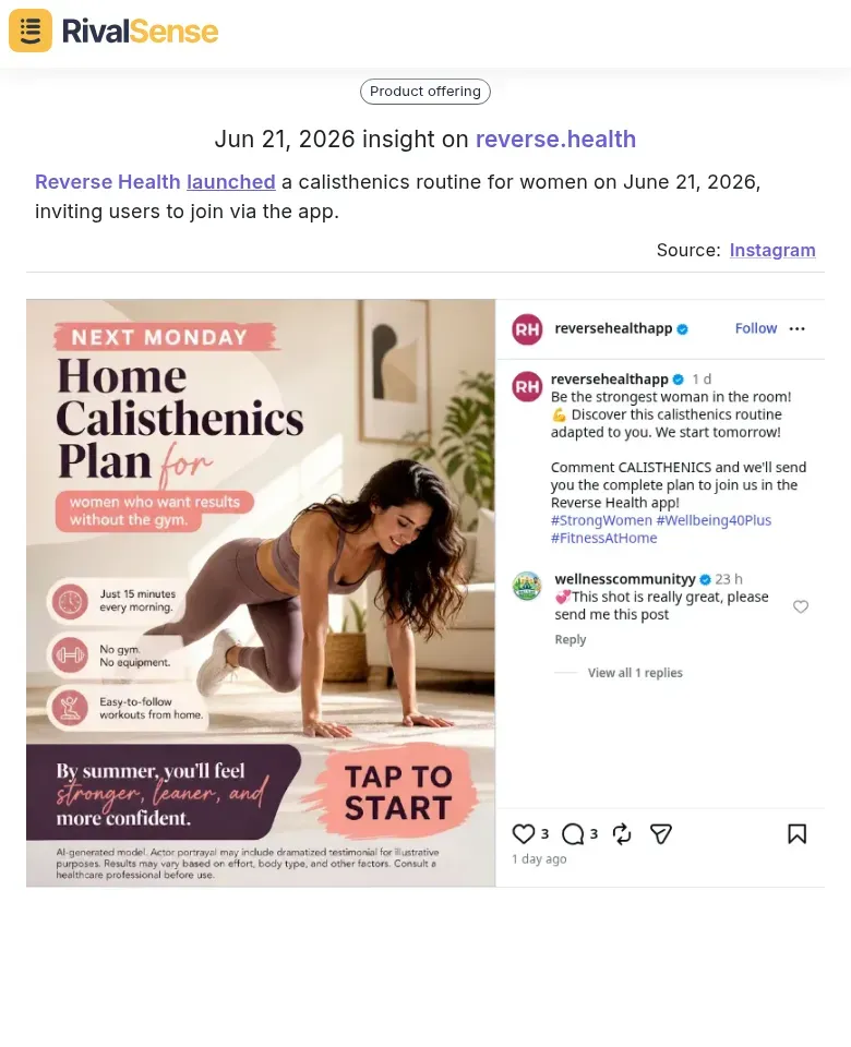 Reverse Health app update