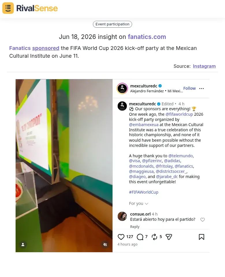 Fanatics World Cup sponsorship