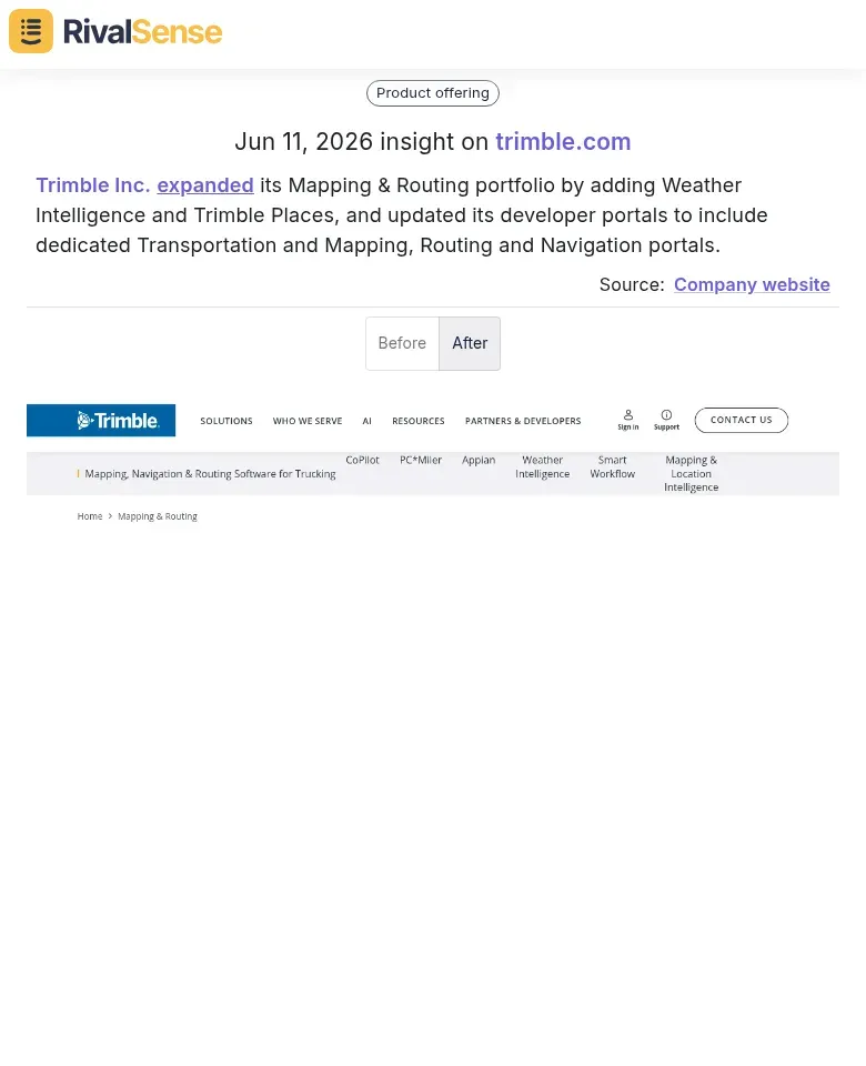 RivalSense captured Trimble’s expansion into weather intelligence and dedicated portals