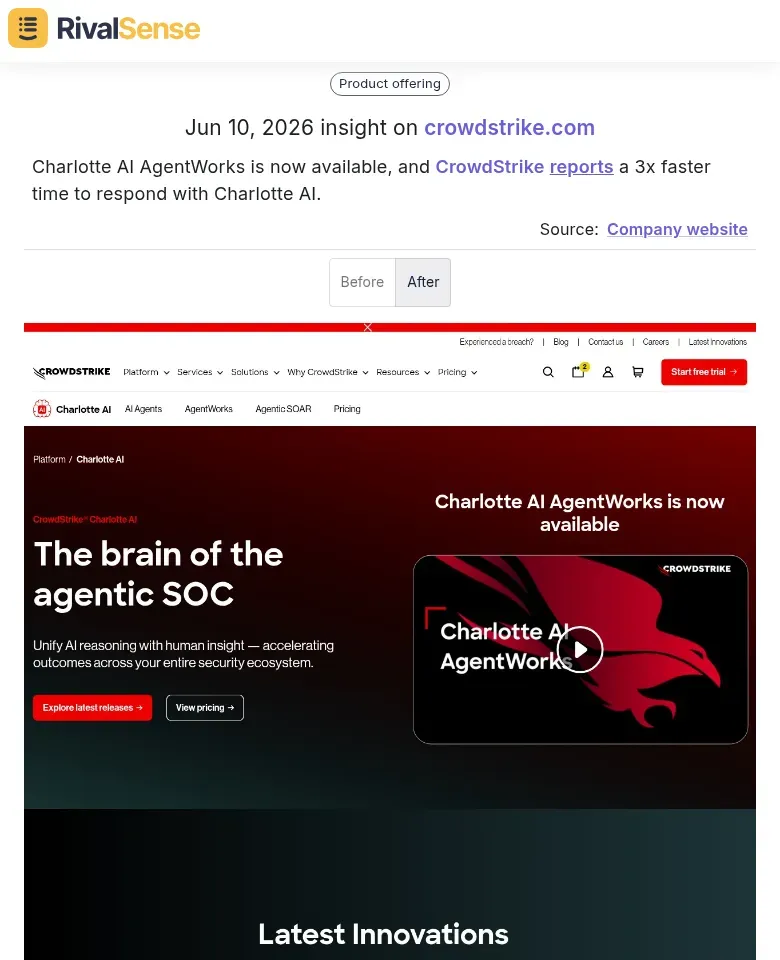 RivalSense insight: Charlotte AI AgentWorks launch
