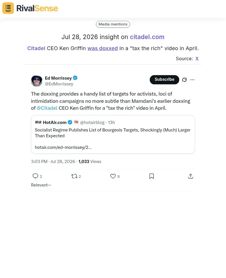Citadel CEO doxxed insight