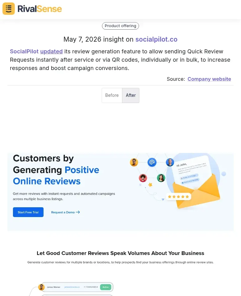 SocialPilot Quick Review Requests update