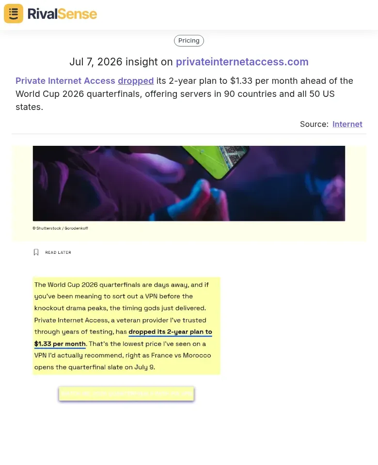 Private Internet Access price drop