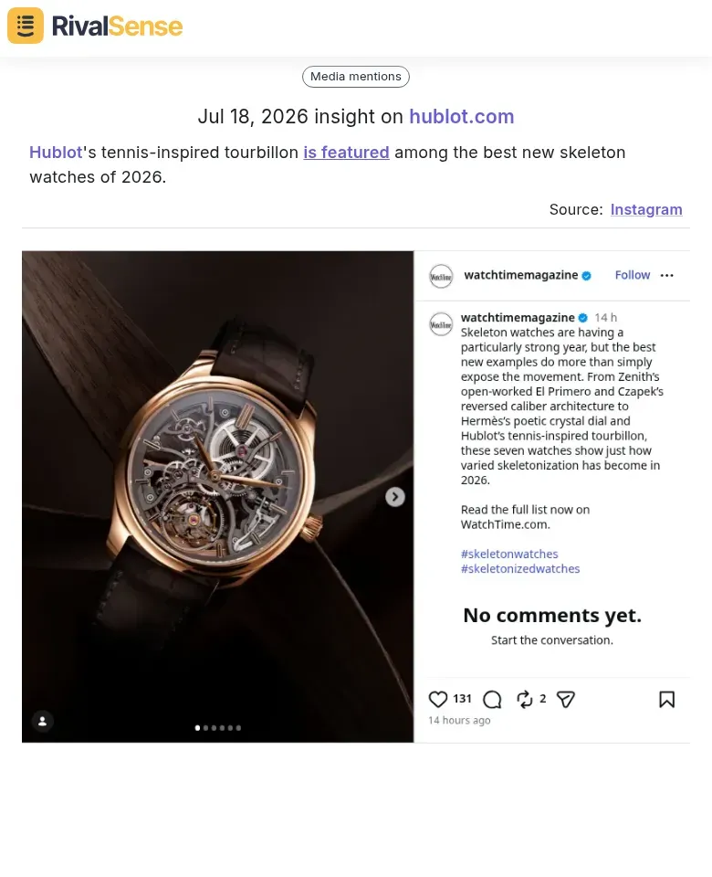 Hublot tennis-inspired tourbillon featured in best-of list
