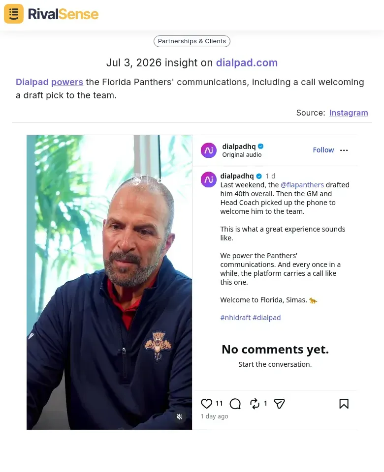Dialpad partnership with Florida Panthers