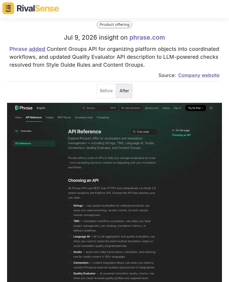 Phrase product update