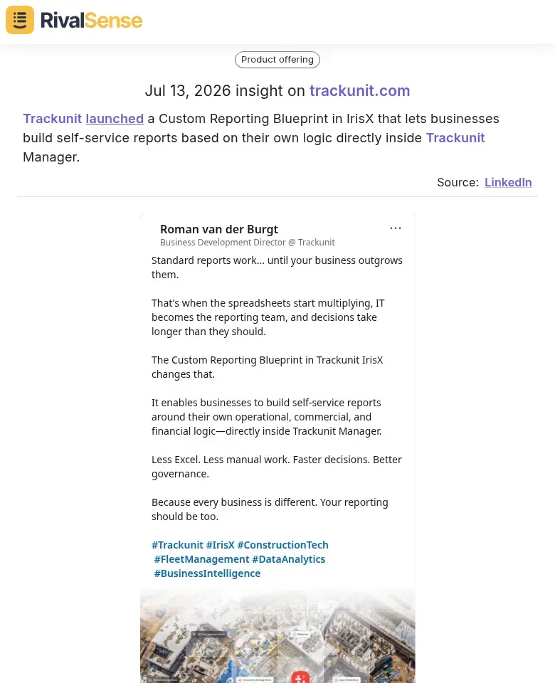 Trackunit Custom Reporting Blueprint