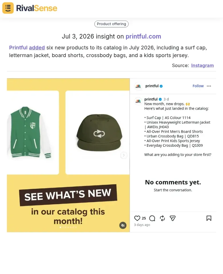 Printful catalog expansion