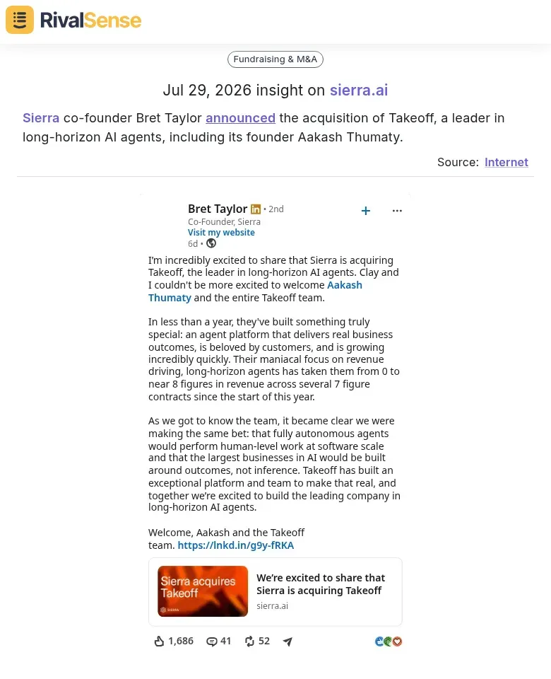 Sierra acquires Takeoff