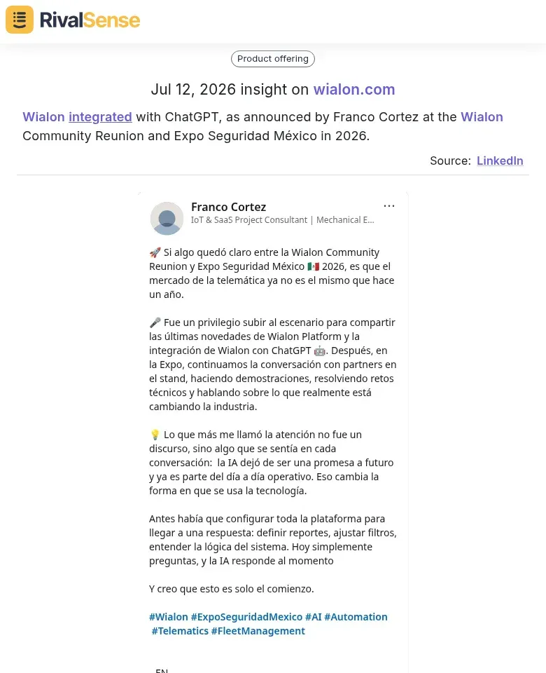 Wialon ChatGPT announcement at events