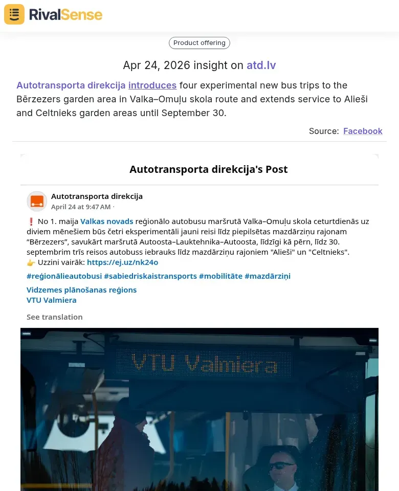RivalSense insight: Experimental bus trips