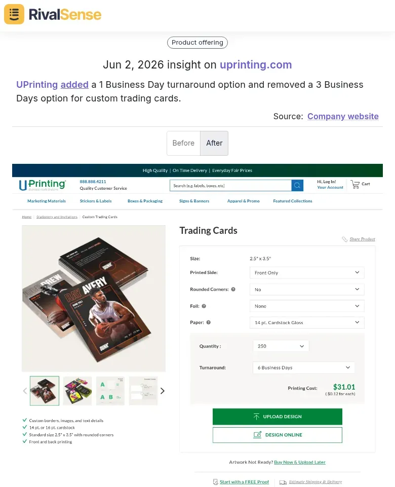 UPrinting turnaround change